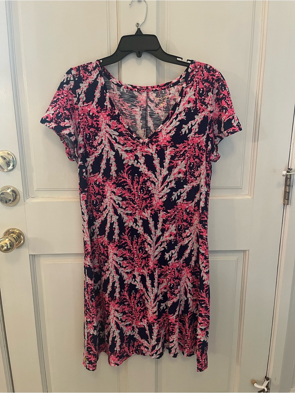 Lilly Pulitzer Pink Navy White Abstract Sleeveless Top